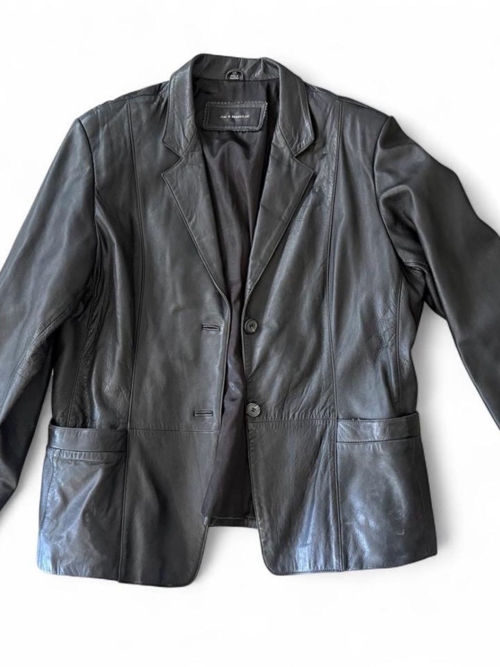 Classic Black Leather Blazer Jacket